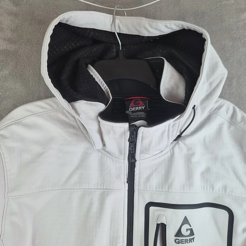 Gerry Softshell Jacket XL Water Wind Resistant Adjustable Hood Cuffs Heavyweight